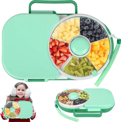 Produktbild von Multifunktionaler Baby Snack Spinner, 30x22x7 cm, Lunchbox mit Fächern & Deckel, BPA-frei, leicht zu reinigen, für Kindergarten & Reisen