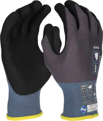 Produktbild von PRO FIT Nitril Handschuhe, "Maxim cool", grau / schwarz, Arbeitshandschuhe, Sicherheitshandschuhe, Arbeitsschutz, Herren, Gr. 12, 12 Paar