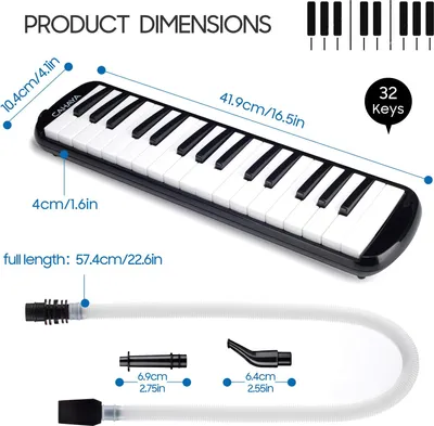 Immagine prodotto di Melodica CAHAYA a 32 tasti per bambini, con custodia, regalo musicale, nera CY0050-1