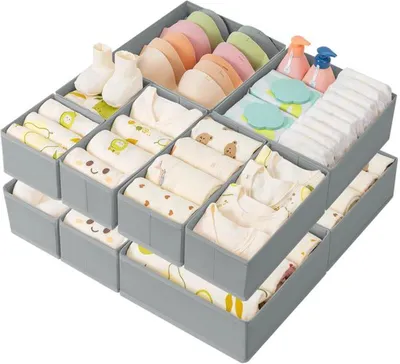 Produktbild von Azomor® Set von 10 Faltbaren Schubladen-Organizern für Socken, Unterwäsche und Babyartikel