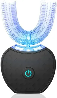 Produktbild von 360 Grad Intelligent Automatic Sonic Elektronische Zahnbürste USB Wiederaufladbare U-Form mit 4 Modi Timer Blaulicht Zahnpasta (Schwarz)