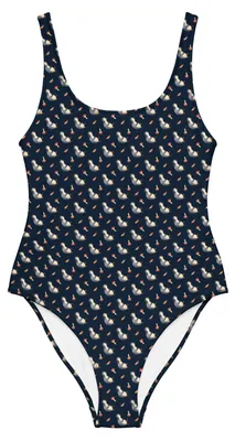 Produktbild von Mr. & Mrs. Panda Swimsuit Pinguin Lachen Größe XXL - French Navy - Geschenk, Lol, Funny, Shape-Badeanzug, Damen-Badeanzug, Haha, Pinguine, Rückenfreier Badeanzug, Witzig