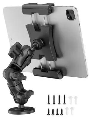 Produktbild von Tablet Halterung Auto LKW 5-13 Zoll 360° Drehung Verbundarm Bohrbasis Metallklemme 20cm