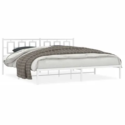Obrázek produktu pro Postel s čelem kovová bílá 193x203 cm