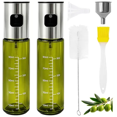 Ölzerstäuber 2er-Set, 100 ml, Glas, für Speiseöl, Heißluftfritteuse