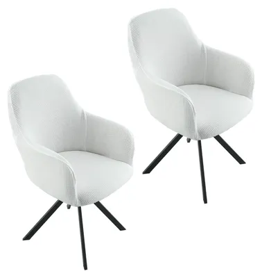Image de Housses de chaise en tissu jacquard avec accoudoirs - Universelles, couleur blanche, lot de 2