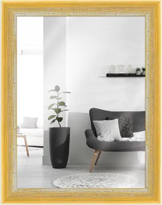 Produktbild von MendeFrames H640 Wandspiegel Shabby-Chic gelb 70x90 cm