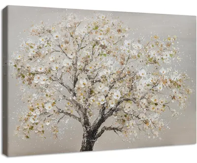 Image de Tableau sur toile, motif abstrait floral, couleur marron, encadré, dimensions 40x60 cm