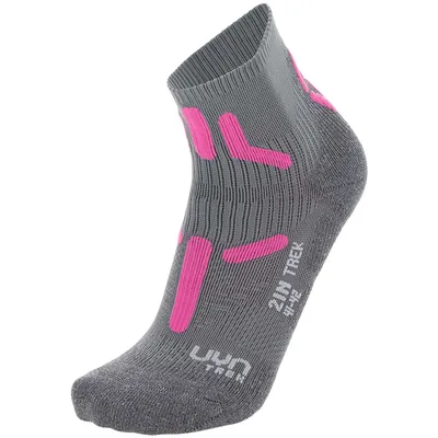 Produktbild von UYN Damen Trekking Quarter Socken - 2IN Low Cut Socks, Wandersocken, Polyamid, Logo Grau/Rosa 39-40