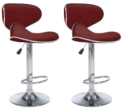 Image de vidaXL Tabouret de bar 2 pcs. Simili cuir rouge vin