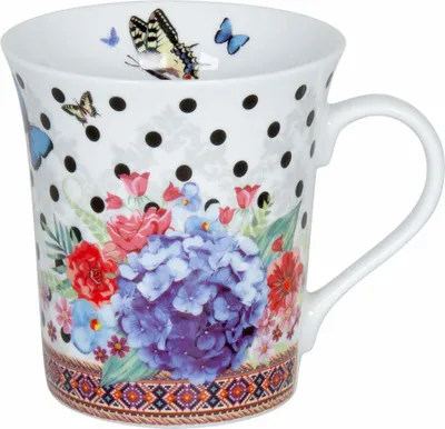 Image de Könitz Viva la Vida Dots Mug, tasse, tasse à café, porcelaine, Bunte Blumen, 410 ml, 11 1 100 2325