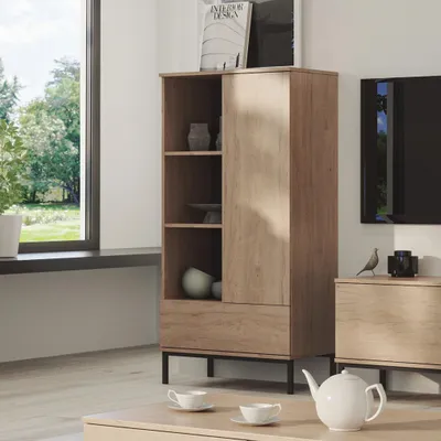 Produktbild von Bücherregal Dallas 70cm Breite, Standregal mit Metallfuße, Stilvoll Wohnzimmer (Farbe: Hikora)