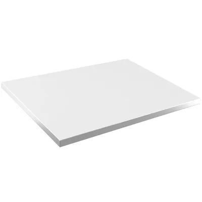 A white countertop on a white background.