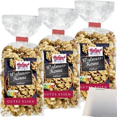 Produktbild von Hofgut Walnusskerne 3er Pack (3x100g Beutel) + usy Block