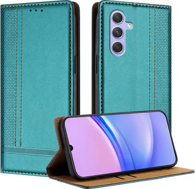 Image de Etui pour Samsung Galaxy A55 5G étui en cuir avec fonction stand vert