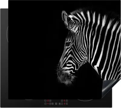 Produktbild von KitchenYeah© Herdabdeckplatte Zebra - Wilde Tiere - Schwarz , 59x51cm, Küche Deko, Glaskeramikkochfeld Herdabdeckung, Abdeckplatte fùr Kochfeld