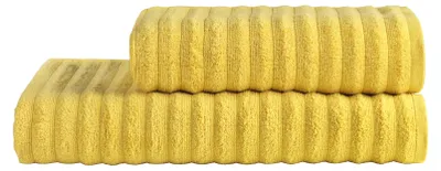 Produktbild von 2 tlg Saunatuch Set - Curry Gelb - Saunatuch 80x200 + Handtuch 50x100 - 500g/m² - 100% Baumwolle