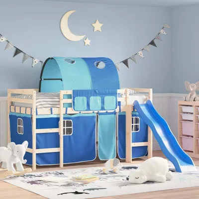 Produktbild von Maison Exclusive - Vorhänge für Hochbett mit Tunnel Blau Polyester