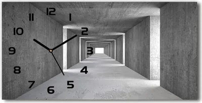 Produktbild von Wanduhr aus Glas – 60x30 cm - Glasbild - Glasuhr - Gehärtetes Glas - schwarze-zeiger - Betontunnel