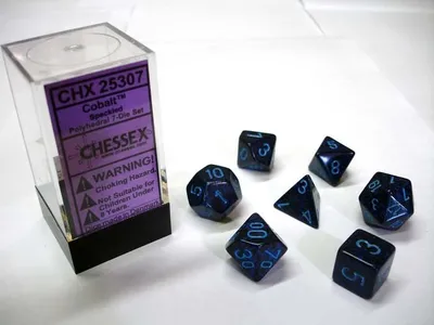 Image de Jeu de 7 dés Chessex Cobalt moucheté