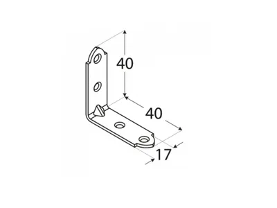 Obrázek produktu pro Úhelník úzký KW2, 40x40x17 zinkovaný plech / balení 1 ks