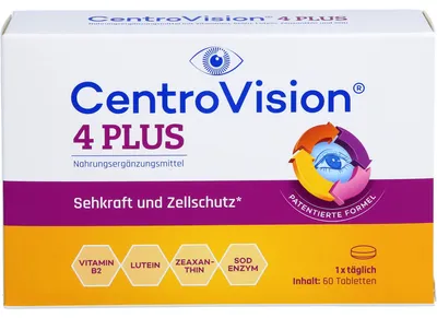 Produktbild von CentroVision 4 Plus Tabletten für Sehkraft und Zellschutz, 60 St. Tabletten