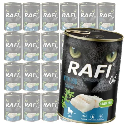 Zdjęcie produktu dla Rafi Cat Adult 24x400g Bezzbożowa Mokra Karma Dla Kota Z Dorszem