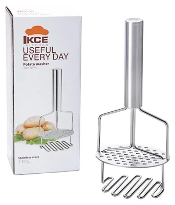Image de INF Presse-purée double couche en acier inoxydable – Presse-purée manuel argenté, 24 cm x 10,5 cm x 6 cm