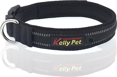 Produktbild von Hundehalsband reflektierend Nylon Mesh atmungsaktives Band Klickverschluss Größe S (Breite 2cm, Länge 35-40cm) Schwarz