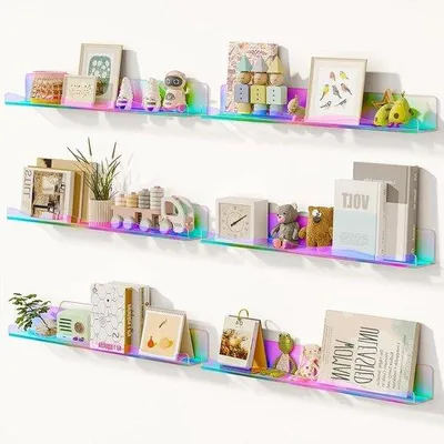 Immagine prodotto di Set di 6 pannelli da parete in acrilico - Design moderno per camera da letto, soggiorno, cucina, bagno e libreria. Salvaspazio, 38 x 10 x 48 cm, multicolore