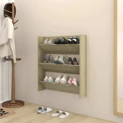 Immagine prodotto di The Living Store Scarpiera a muro rovere Sonoma 80x18x90 cm materiale legno