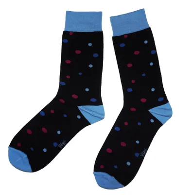 Produktbild von Damen Basic Socken aus Baumwolle Ringel und Punkte Schwarz-Blau Punkte Größe 39-42