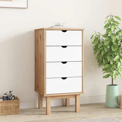 Image de Armoire de rangement avec 3 tiroirs - Armoire autonome en bois - Rangement compact - 45x39x90 cm