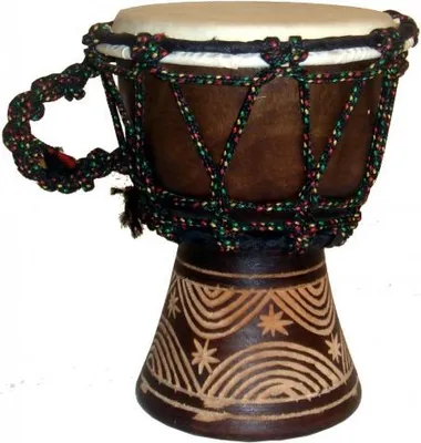 Produktbild von Handgeschnitzte Trommel aus Teak-Holz und Ziegenfell, ca. 20 cm, Unikat