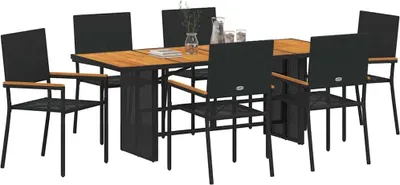 Image de vidaXL Ensemble de jardin 7 pcs noir Poly-Rattan