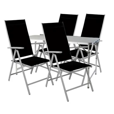 Produktbild von 5-teiliges Campingmöbel Set höhenverstellbar Aluminium Textilen schwarz