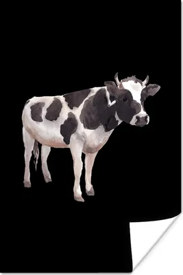 Produktbild von MuchoWow® Poster Kuh - Schwarz - Weiß 120x180 cm - Kunstposter