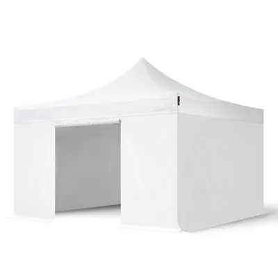 Produktbild von TOOLPORT 4x4m Aluminium Faltpavillon, inkl. 4 Seitenteile, weiß