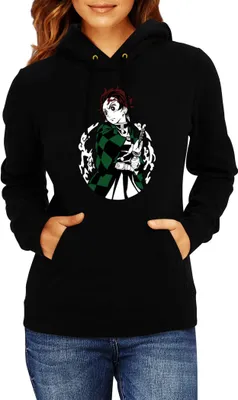 Zdjęcie produktu dla Damska Bluza Z Kapturem Demon Anime Slayer Tanjiro Kamado 013, Lady M / Czarny