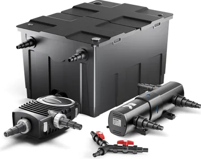 Produktbild von SunSun Komplettset: CBF-550 Teichfilter bis 60000 L Teichfilteranlage als Durchlauffilter, NEO10000 SuperECO Teichpumpe 10000l/h 80W, CUV-236 Teichklärer UVC Klärer mit 36W, Y-Verteiler