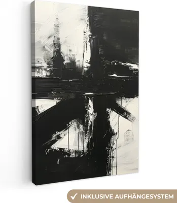 Obrázok produktu pre MuchoWow® - Obrazy na plátne - Moderné - Čiernobiele - Abstraktné - umenie, nástenné umenie, nástenné dekorácie Obývacia izba, 80x120cm