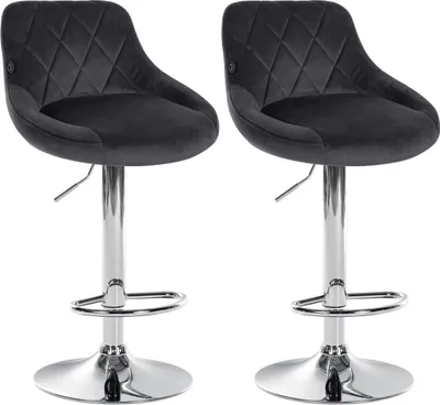 Produktbild von 2er Set Barhocker Lazio Samt chrom dunkelgrau