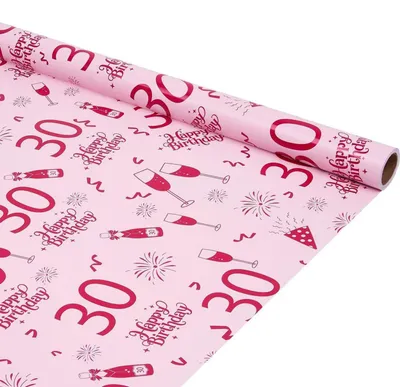 Produktbild von Geschenkpapierrolle 30. Geburtstag rosa 6 m x 43 cm