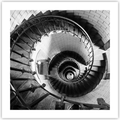 Produktbild von Poster - Poster ohne Rahmen - Treppe Spirale Perspektive - 50x50 cm - Wand Bild - Wanddeko - Wandbilder - Kunstposter - Wandposter - Bilder - Kunstdruck - Wanddekoration - Wandbild - P2XAC50x50-4384