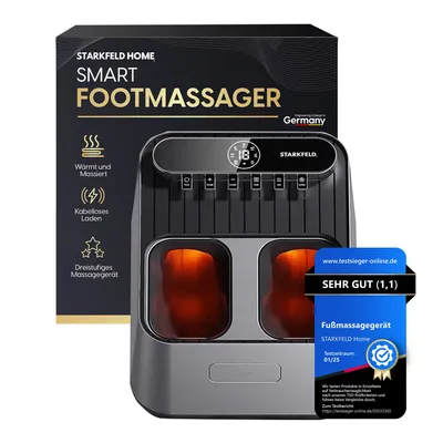 Produktbild von STARKFELD HOME® FOOTRELAX – Entspannende Fußmassage mit Wärmefunktion | Kabelloses 4-in-1 Luxus Fußmassagegerät | Ergonomisches Design | Piano Black