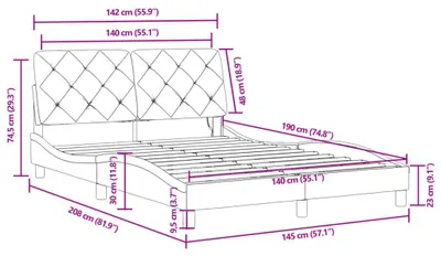 Zdjęcie produktu dla VidaXL 3213854, Różowy, 145 cm, 2,08 m, 74,5 cm, 1400 x 1900 mm, 1 szt.