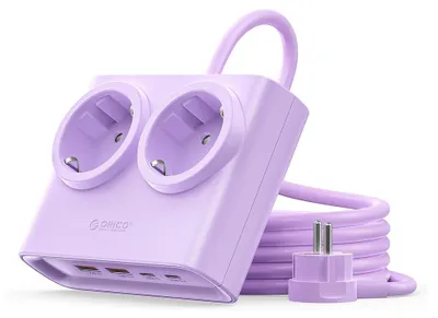 Produktbild von Orico PDC25 25W 6-in-1 Steckdosenleiste (2x Netzanschluss + 2x USB-A + 2x USB-C) – Lila