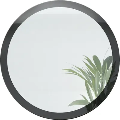 Produktbild von Vladon Spiegel Globe 80 cm,  Germany, dekorativer runder Wandspiegel für Flur und Wohnzimmer mit MDF-Rahmen in Schwarz Hochglanz