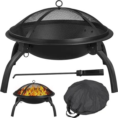 Zdjęcie produktu dla Misa paleniskowa Yaheetech Ø54 cm, z torbą i osłoną przeciwiskrową, przenośna, składana, kosz paleniskowy, paleniska