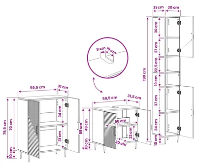 Produktbild von vidaXL 3-teiliges Badezimmer-Schranksystem HAARLEM Artisan-Eiche